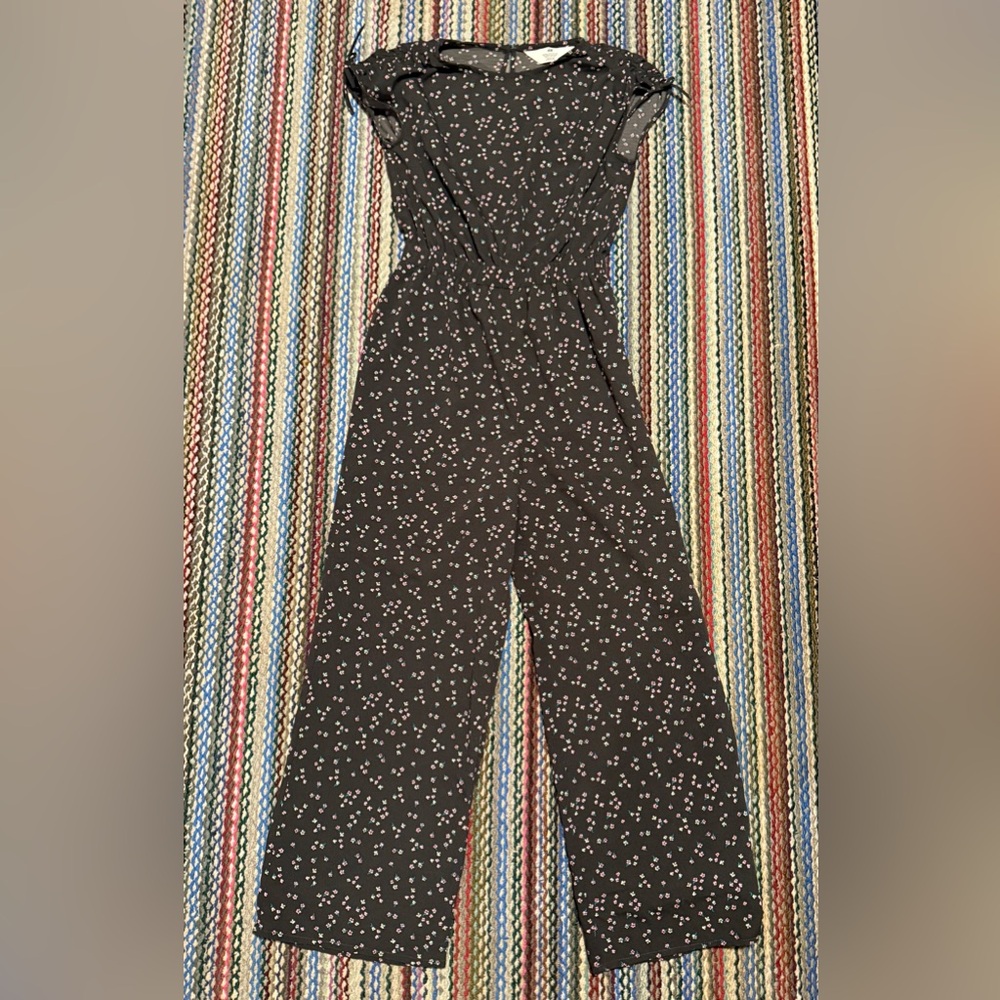 EUC H&M Black Floral Jumpsuit - kids US 14